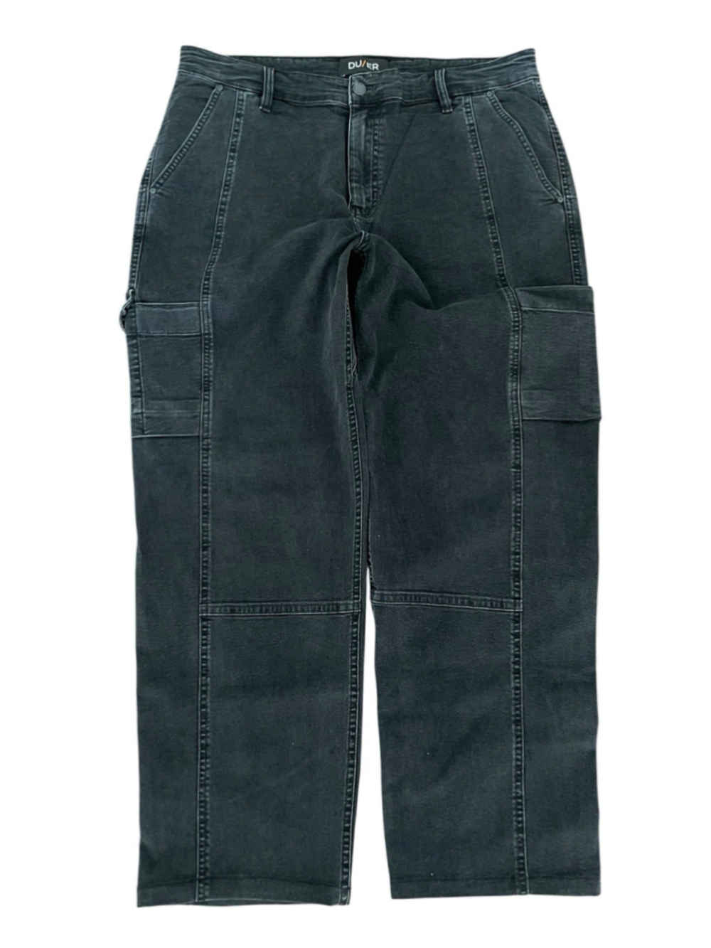 DUER Pants Men 36x30 Black Relaxed Straight 7 Pockets Canvas Cargo Workwear Wide